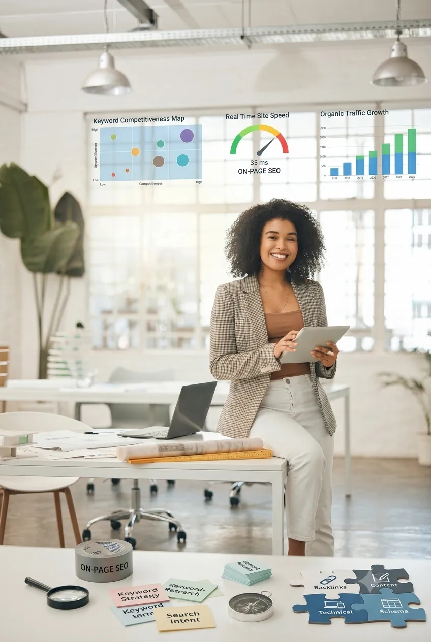 Sub servicio de optimización SEO para buscadores Imagen de optimización SEO en buscadores y posicionamiento orgánico